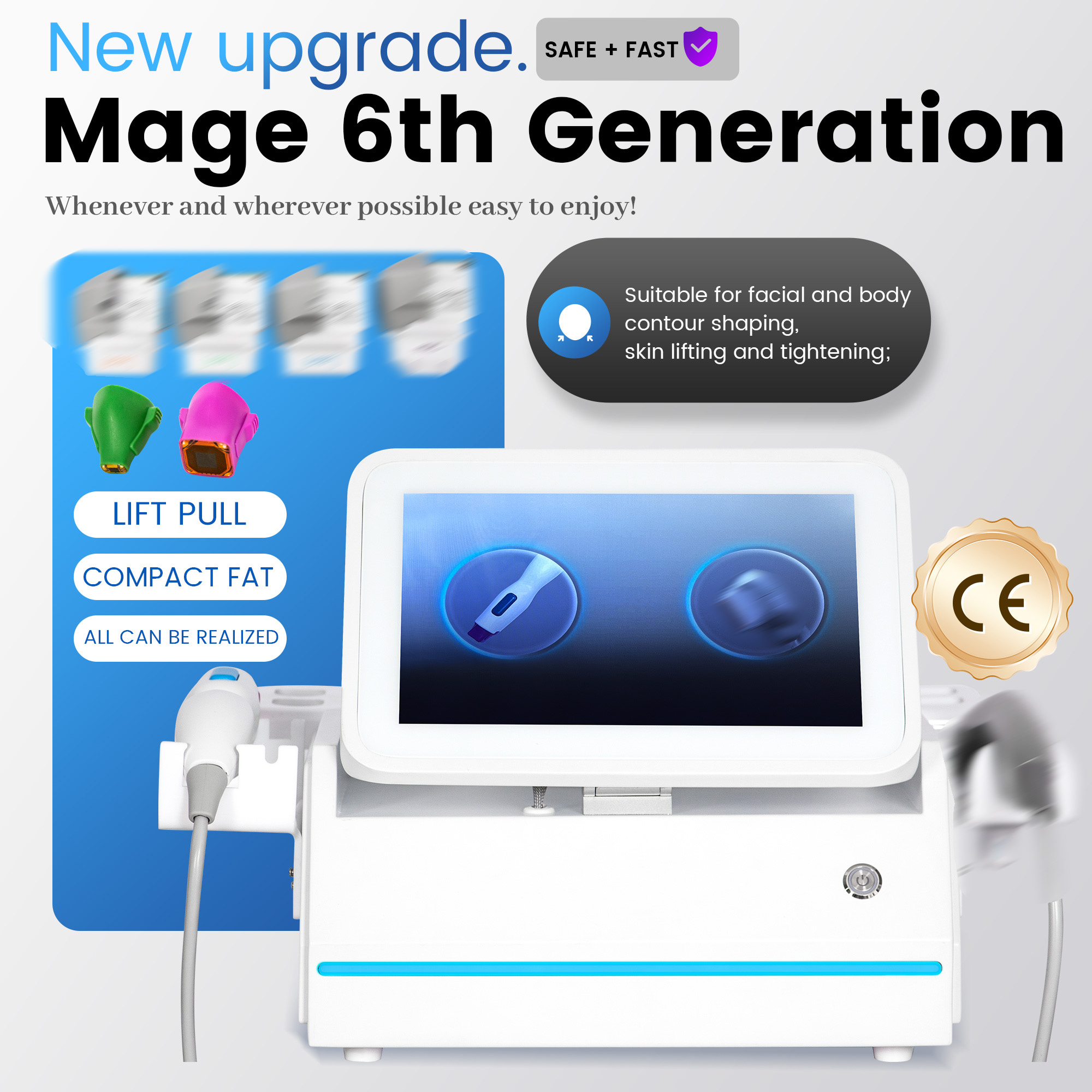 2 in 1 Hifu Machine - Professional Skin Tightening Device - Anti-Wrinkle Treatment - Lifts Droopy Skin - Visible Results For home or beauty salon use