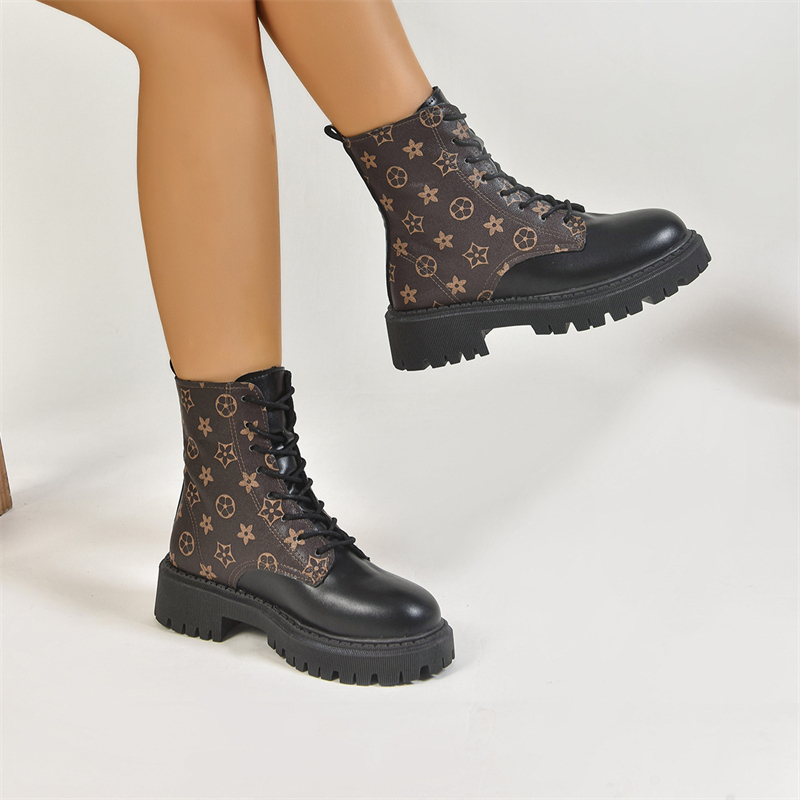 Free shipping designer shoes hot sales light luxury autumn and winter new style thick soled fashionable simple versatile Martin boots