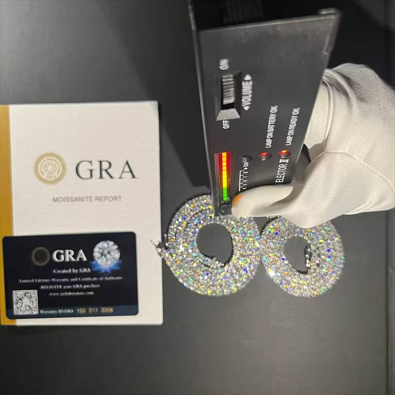 Wholesale 925 Silver 3MM Hip Hop Tennis Chain Necklace VVS Certified Moissanite Diamond Jewelry with GRA Certificate