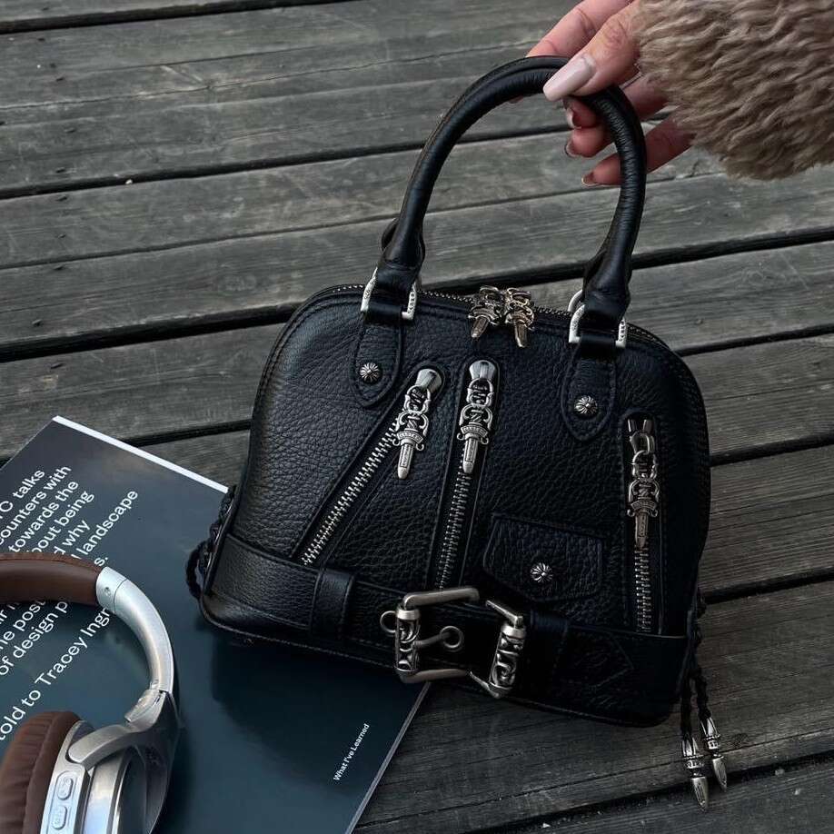 Luxury bag New Motorcycle Shell Large Sword Dark Style Small Trendy Cool Girl Bag First Layer Cowhide Handbag