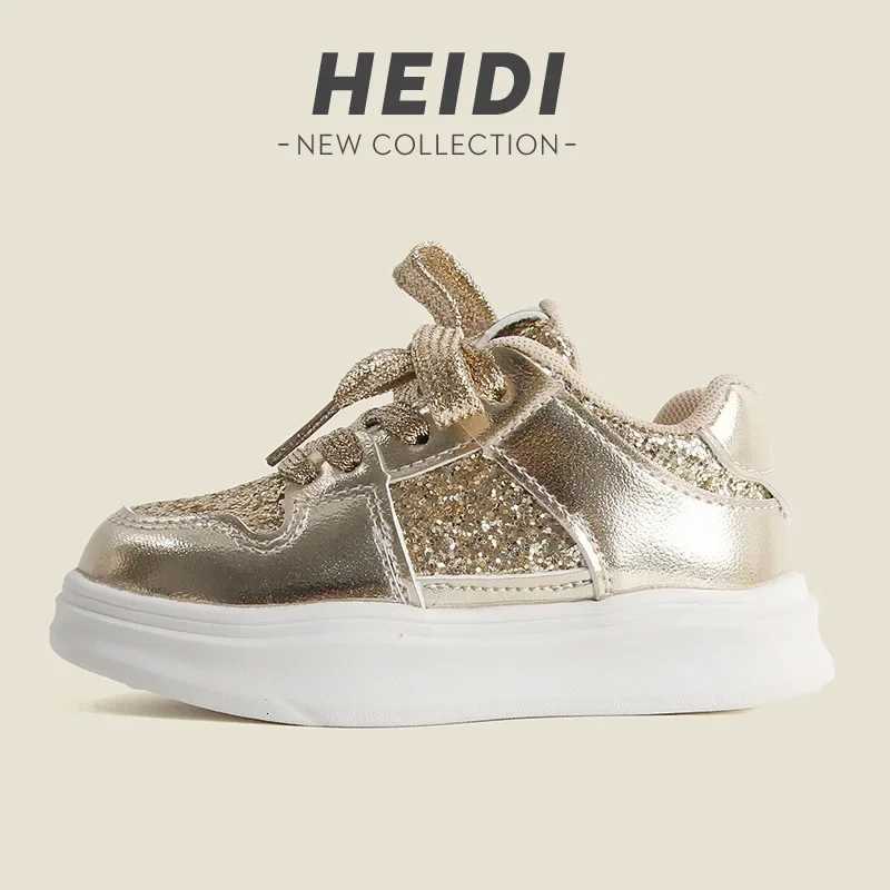 Fashion Childrens Shoes Sequin Solid Color Kids Sneaker Non-Slip Round Toe Boy Flats Board Girl Casual Running Sport Shoe C260130