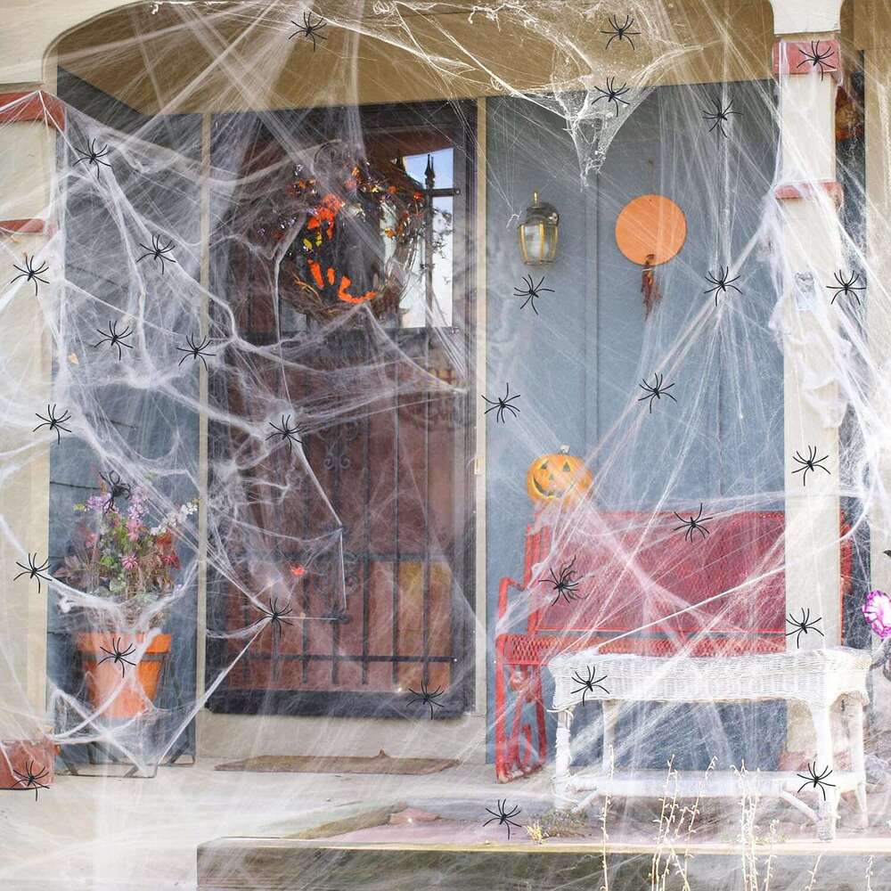 1000 sqft Spider Webs Decorations Bonus with 30 Fake Spiders, Super Stretch Cobwebs for Halloween Indoor and Outdoor Party Supplies