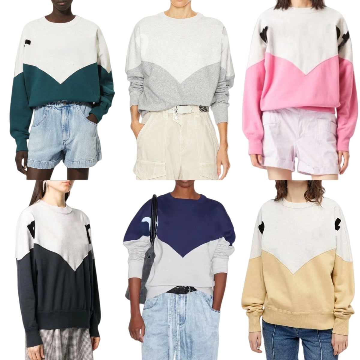 Designer Pullover Sweatshirts Flocking Printed Block Loose Pullover Jumpers Women Long Sleeve Terry Sweater Hoodie