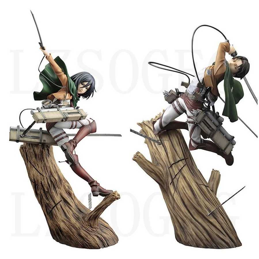 Attack on Titan Artfx J Levi Mikasa Ackerman Renewal Package Ver PVC Action Figure Anime Figure Model Toys Collection Doll Gift