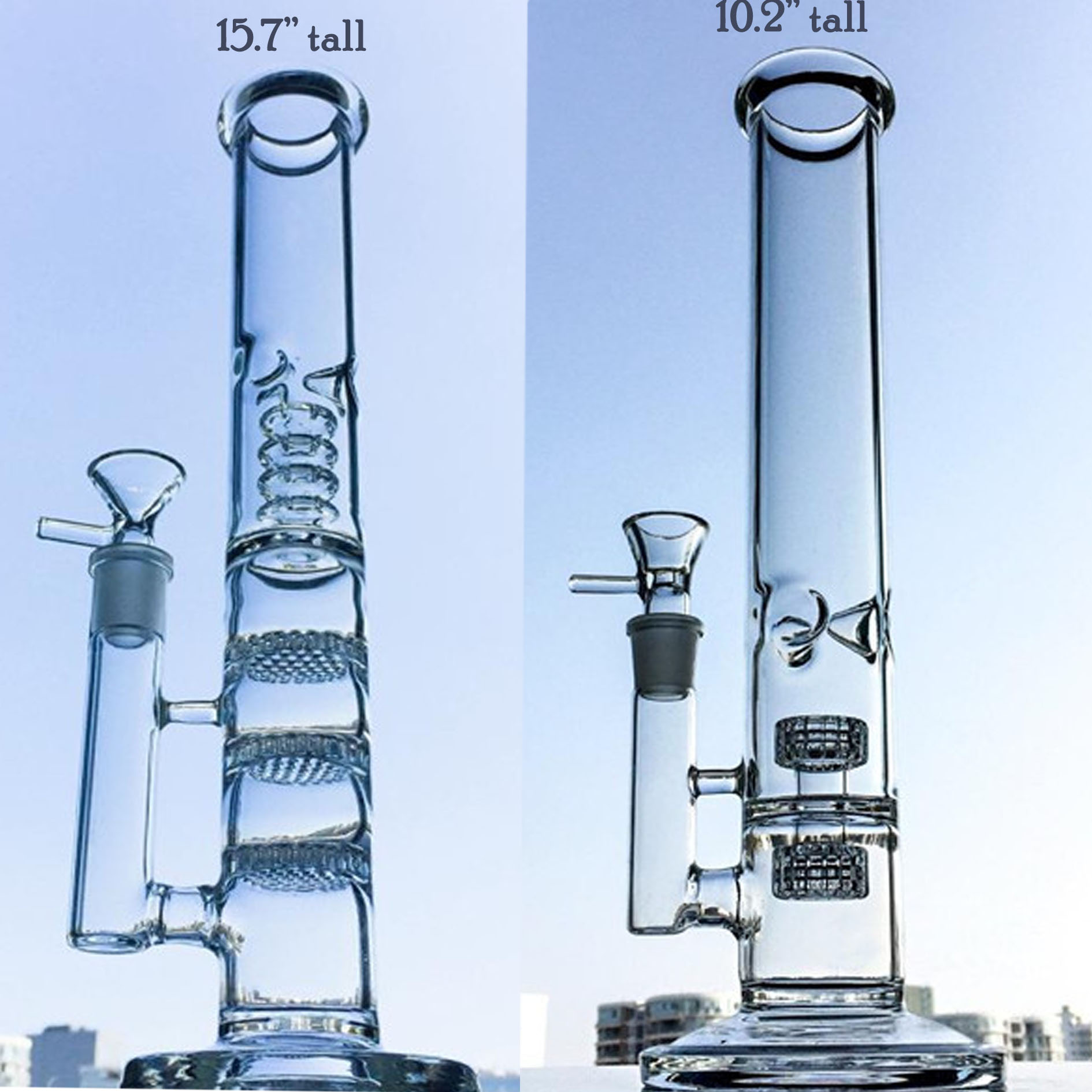 Double Honeycomb perc Bong Percolator Water Pipes Bubbler Straight Tube Hookahs Bubbler Recycler Smoking Water Bongs 15.7''
