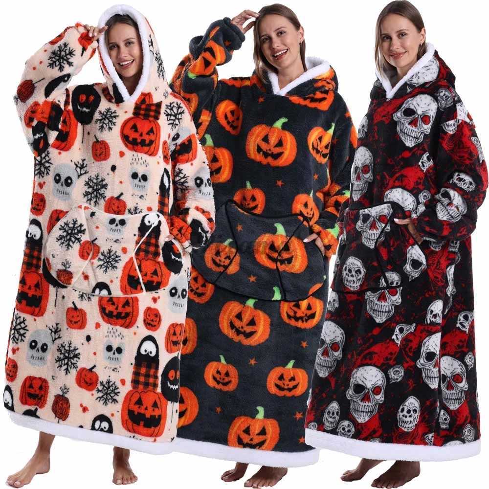 Halloween Cosplay Oversized TV Blankets Adult Christmas Super Long Wearable Sherpa Women Men Pullover Fleece Flannel Sweatshirts Y251013