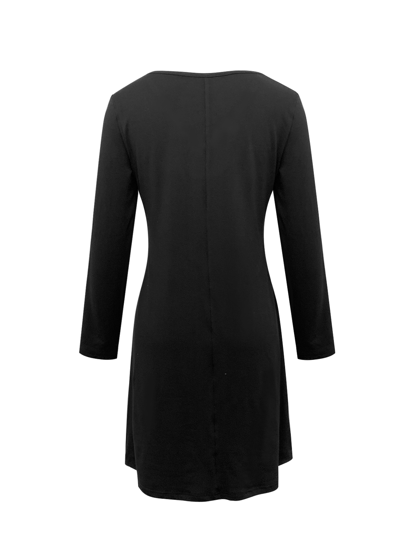 Women's Autumn Winter Solid Color French - Style Elegant Black Midi Dress - Versatile Office & Daily Wear DressCF51211