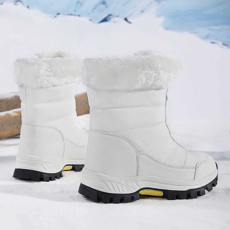 New Winter Women Hiking Boots High Top Zipper Velvet Womens Snow Ankle Boots Low Heels Nonslip Outdoor Ladies Winter Sneakers C251014