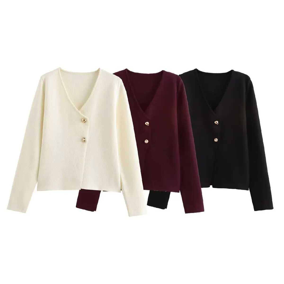 FallWinter 2025 New Arrival Womens SolidColor Asymmetric Knit Cardigan VNe LongSve Knit Jaet W251014