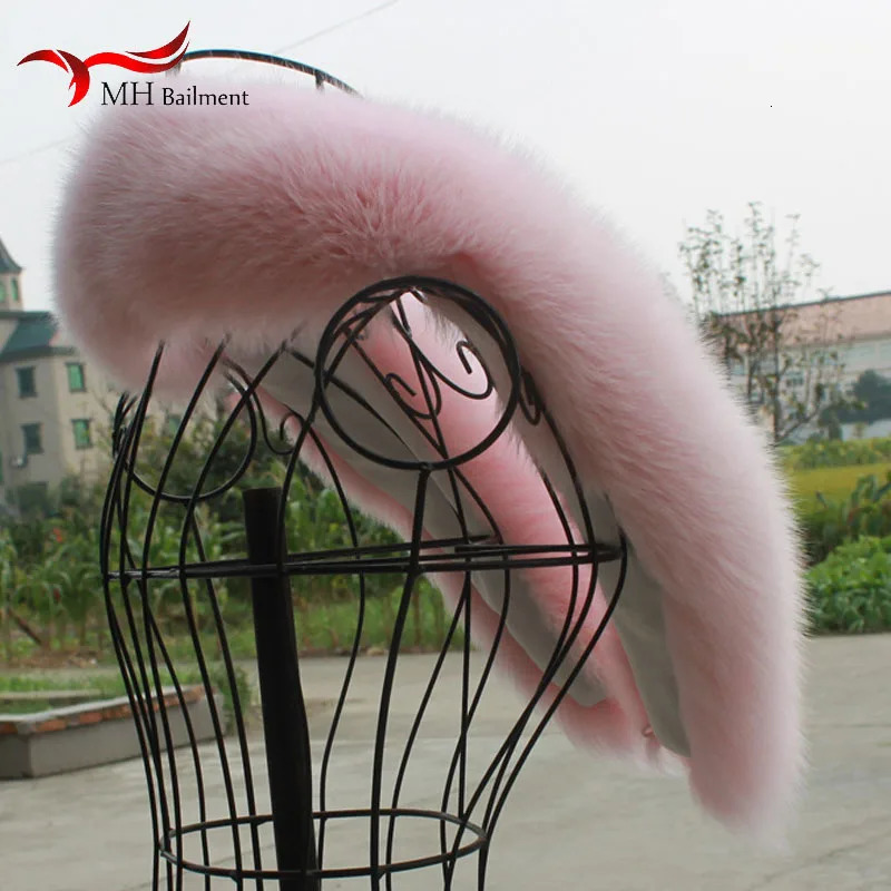 Winter Fox Fur Collar 100 Genuine Natural Pink Scarf Scarves Women Large Size Wraps Neck Warmer Furry Shawl Female 251008