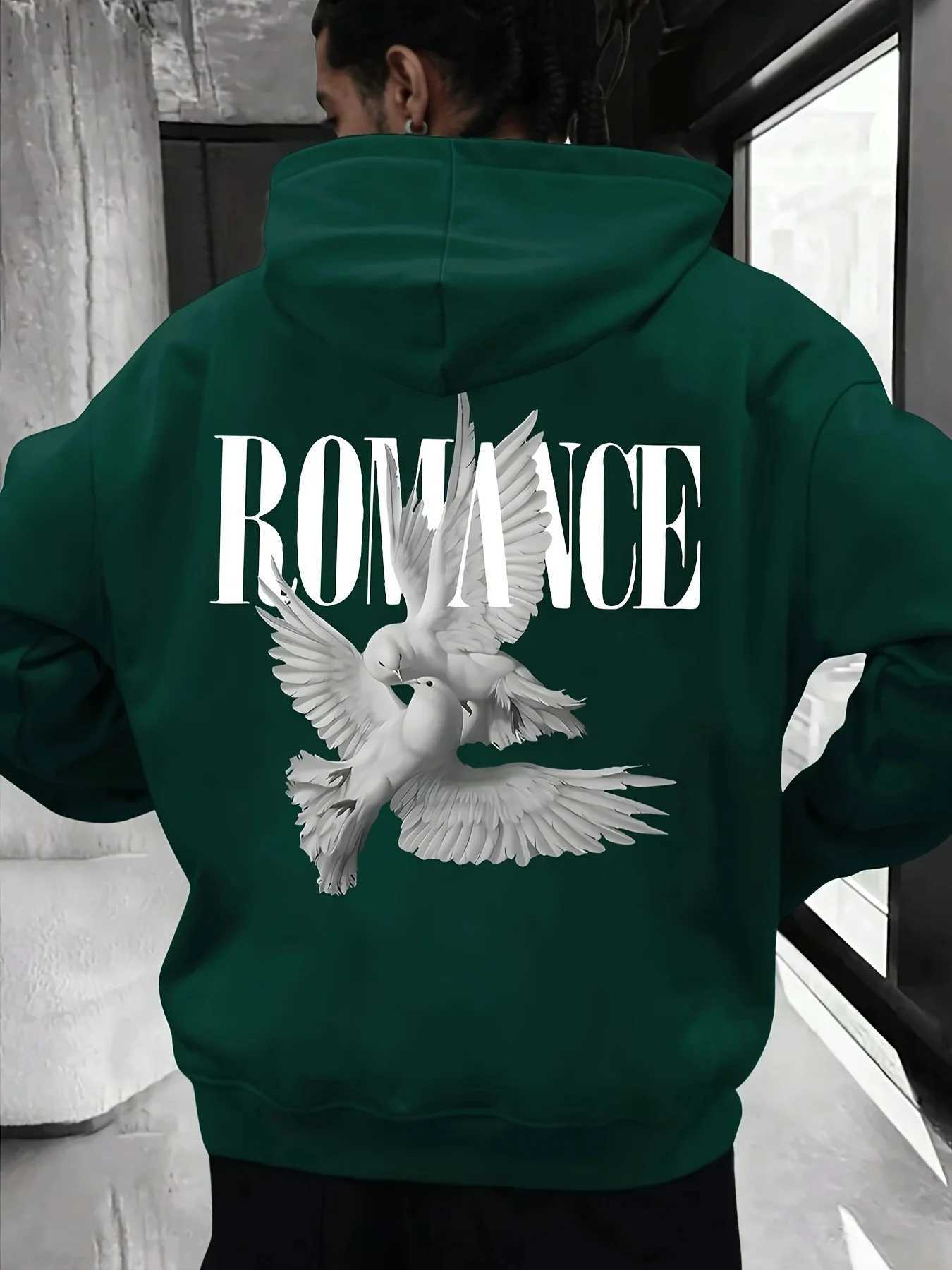 Hot selling mens autumn letter white dove print soft and comfortable hooded sweatshirt outdoor versatile trendy clothing J251203