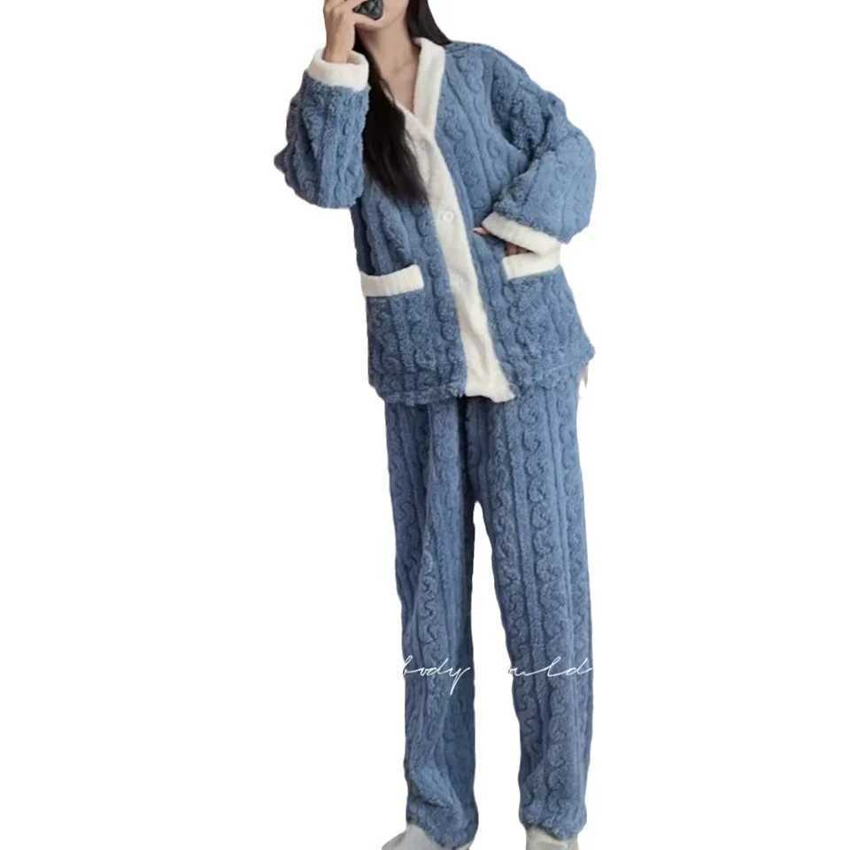 Autumn and Winter Pajamas for Women HighQuty Thickened LooseFitting KoreanStyle Student Coral Fleece Set Homewear Y251013