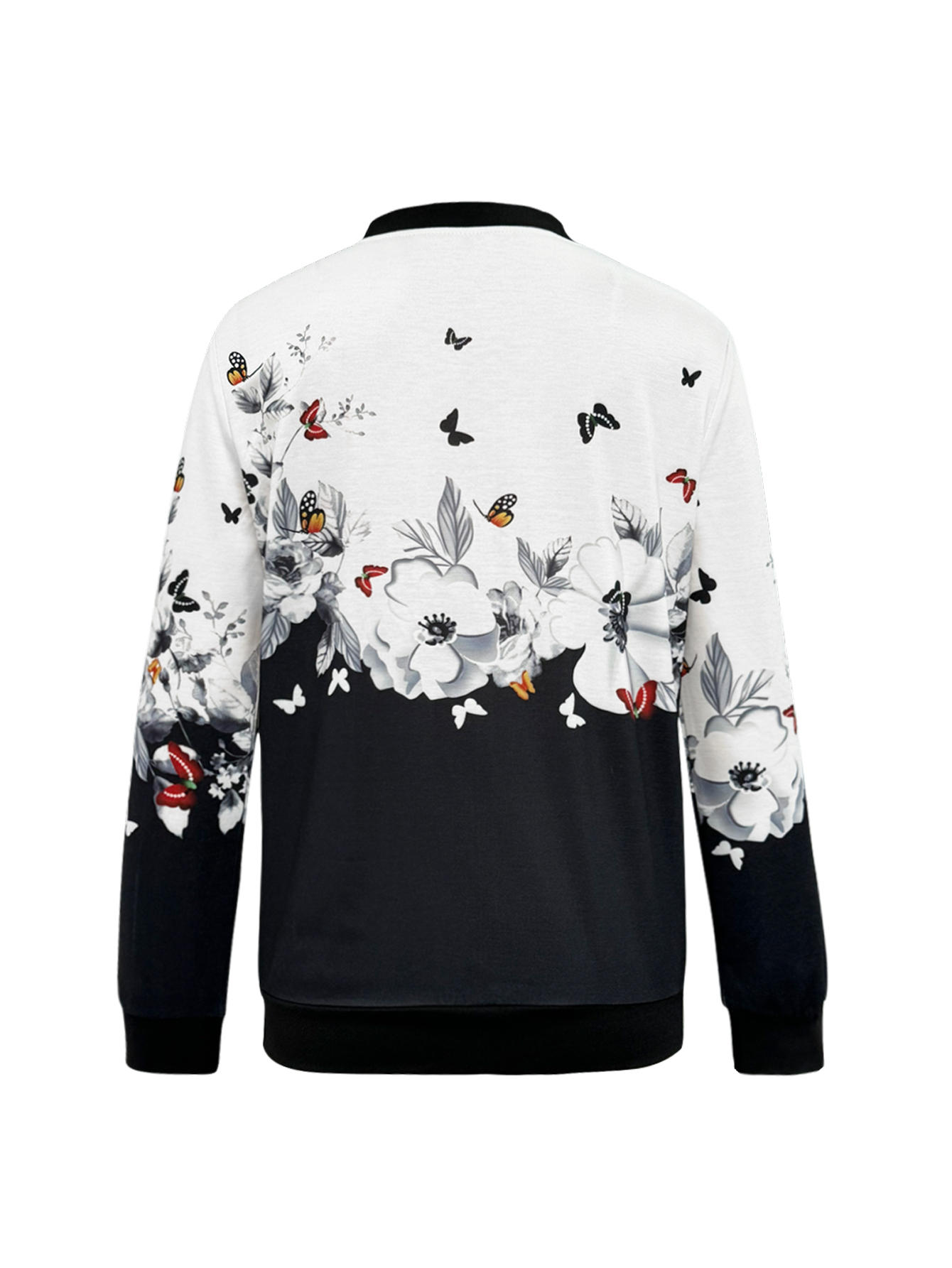 Women's Autumn Winter Casual Butterfly & Floral Printed Mom - Style Office & Versatile Jacket-CF42034