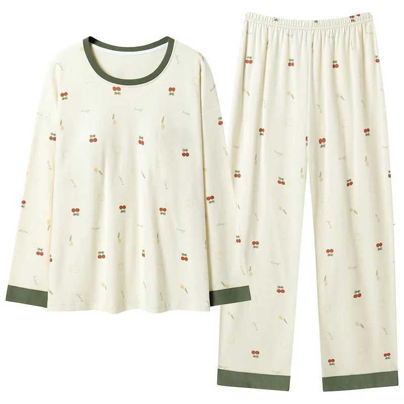 2Pcsset Womens Pajamas Homewear Autumn and Winter Long Sleeve Long Pants Cartoon Cute Large Size 2xl Round Neck Set Student PaT251014