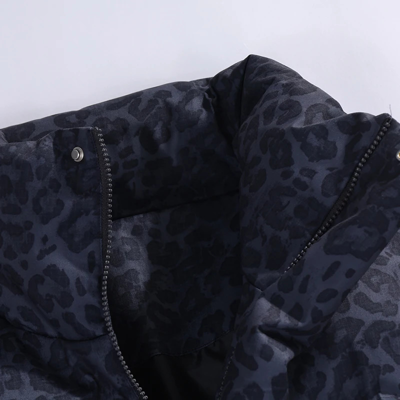 Retro Leopard Print Short Down Cottonpadded Jacket mens Winter Jackets European American Collar Bread Coats Outerwear 251011