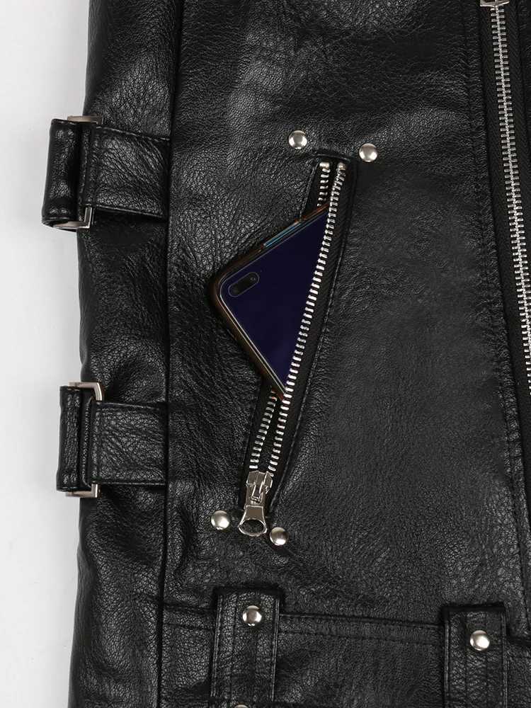 Mauroicardi Autumn Black Motorcycle Pu Leather Vest Men Zipper Pockets Plus Size Faux Leather Biker Sleeveless Jacket 4xl 5xl J251014