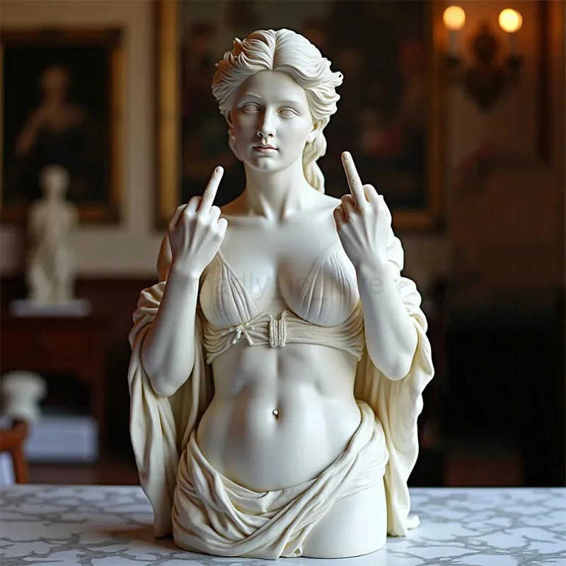 Vienna Goddess Middle Finger Funny Resin Statue Home Interior Garden Office Table Personalized Decorations Crafts Special Gifts M251014