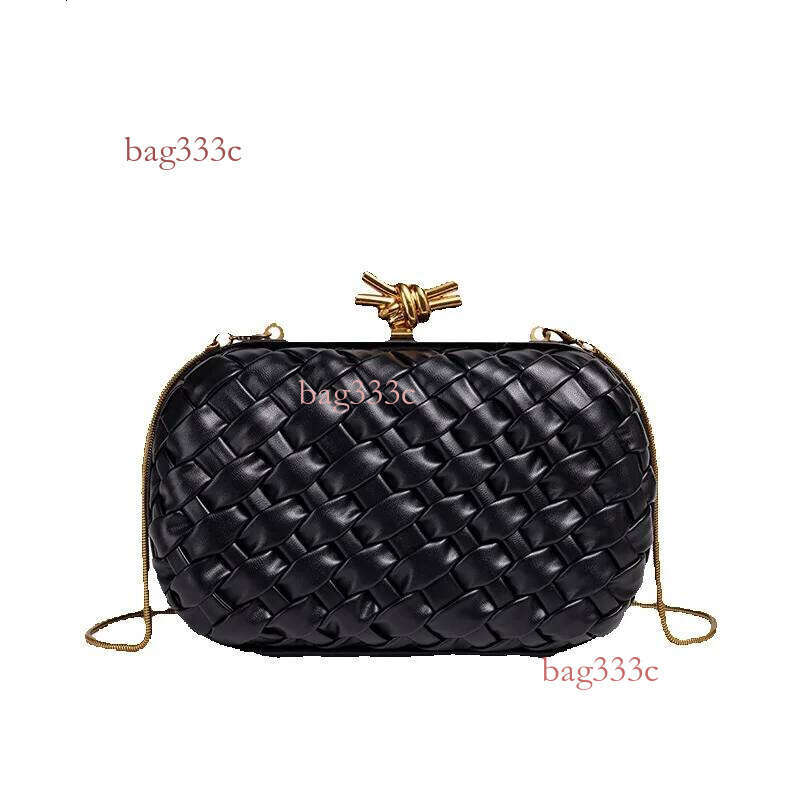 Handwoven Light Luxury Style Clutch Evening For Women Fashion Trend New Round Box Exquisite Shoulder Bag Cowhide Woven Bag