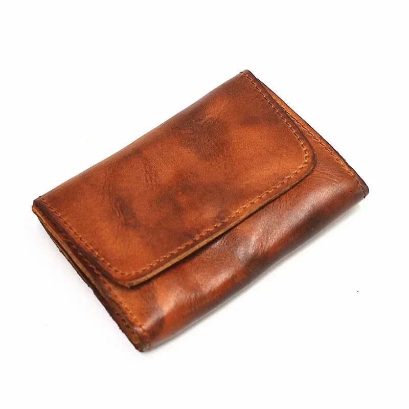 Genuine Leather Wallet for Men Women Vintage Handmade Short Small Mens Wallets Card Holder Original Coin Purse 251014