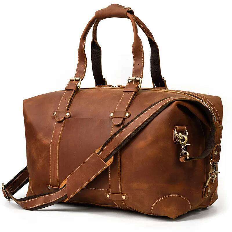 Designer Bags Big Capacity Crazy Horse Genuine Men's Bag High Quality Cow Leather Travel Duffel Weekend Lage Large Handbag Luxury Bag