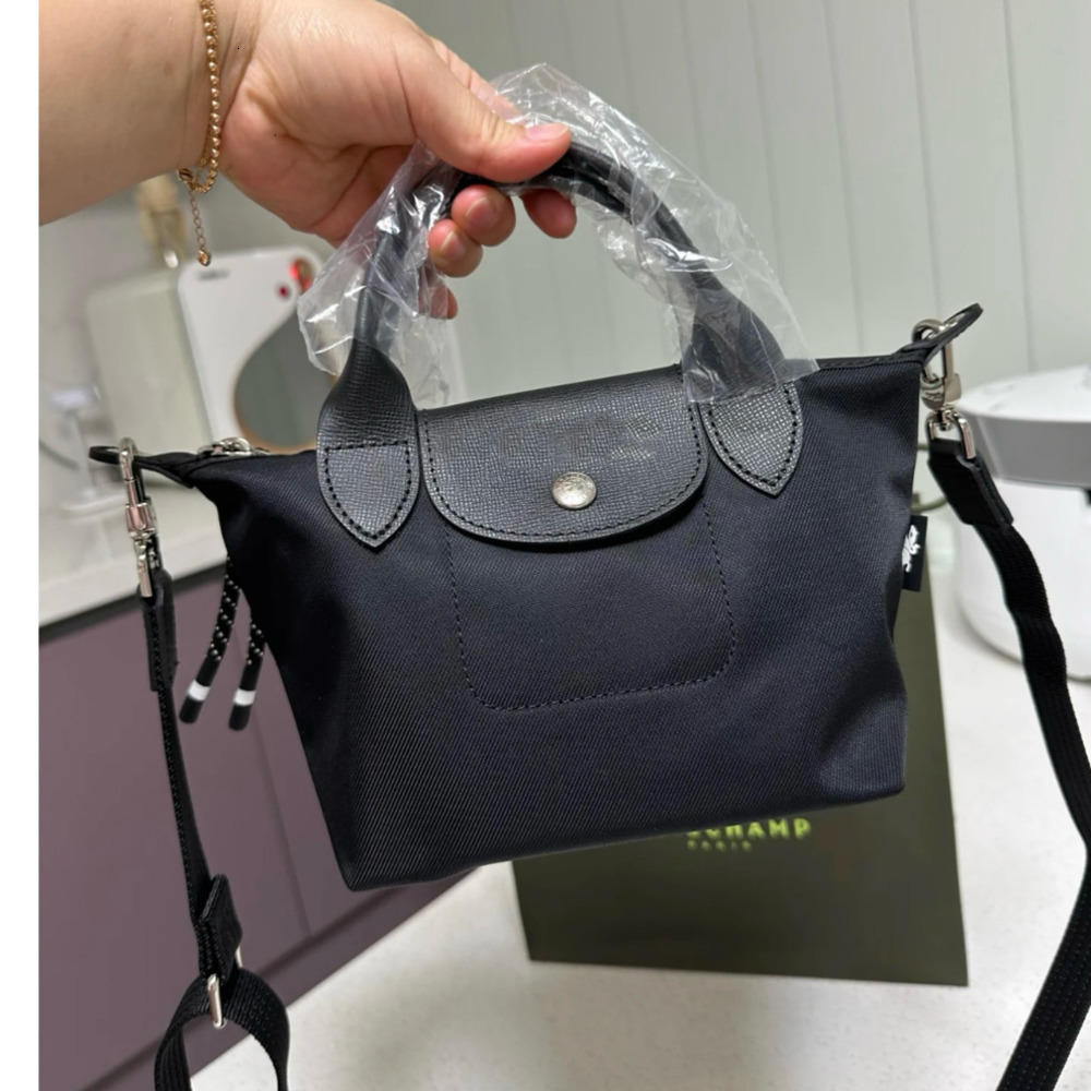 French Longchamp Mini Dumpling Commute Versatile Crossbody Handbag Womens Small Bag with Perforated Shoulder Strap Large Shopping Bag Portable Shopping Long