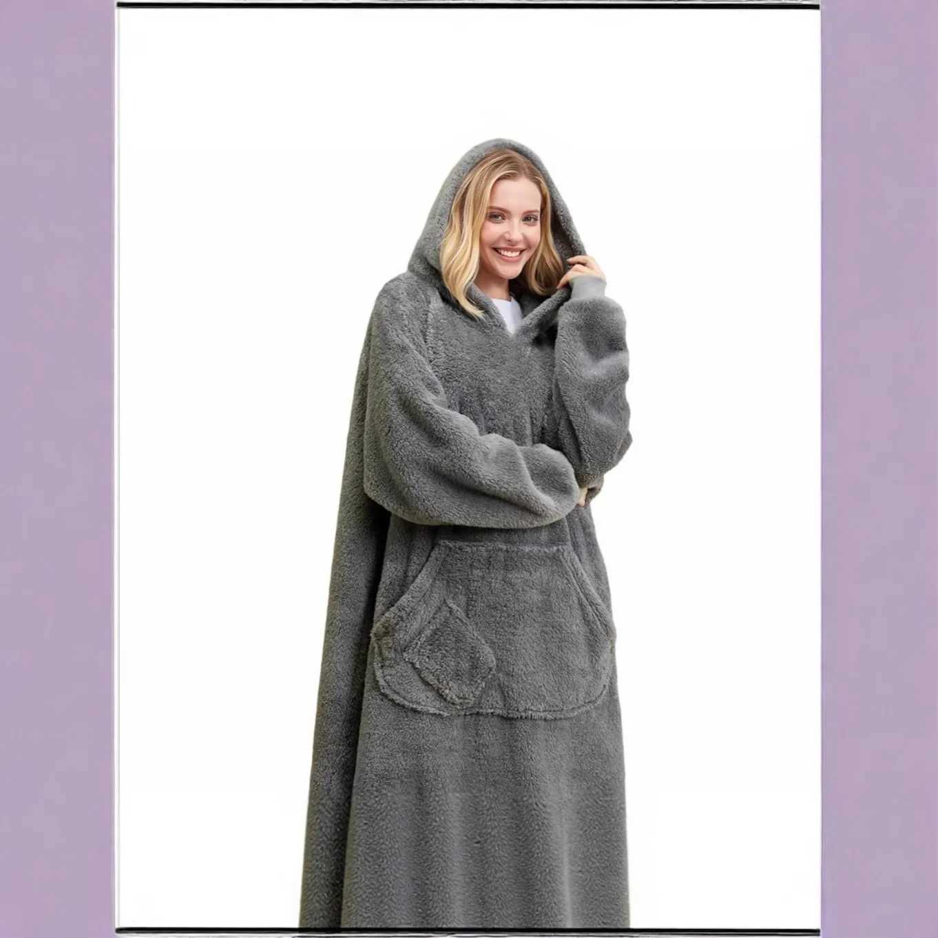 Winter Thickened Hoodie Blanket Women Casual Flannel Composite Dopaamine Color Hooded Sweatshirt with Pocket Polyester Fiber Y251013