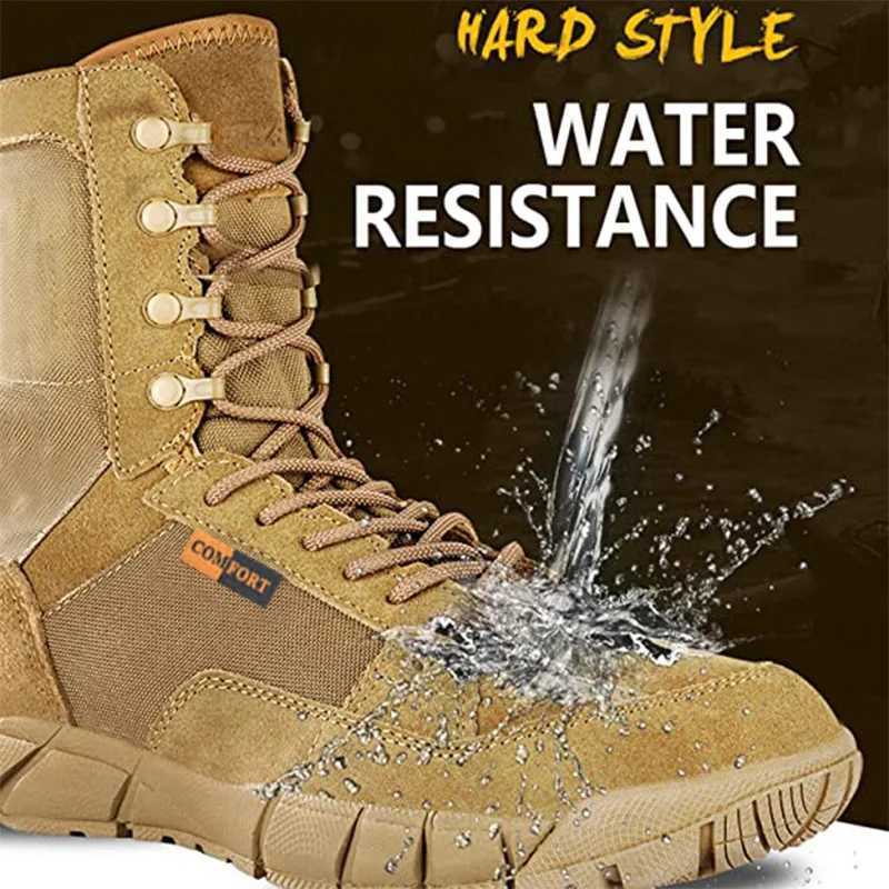 Lightweight Man Tactical Boots Combat AntiCollision Training Lace Up Waterproof Outdoor Hiking Breathable Shoe C251014