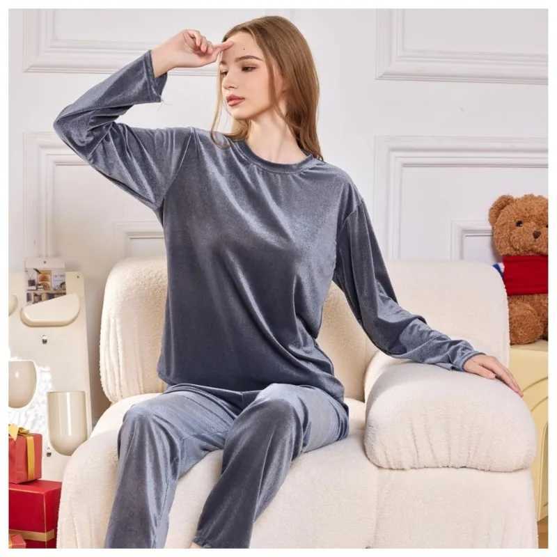 Womens Home Wear Suit Autumn And Winter Gold Velvet Longsleeved Trousers Pajamas Womens Suit Can Be Worn OutsideT251014