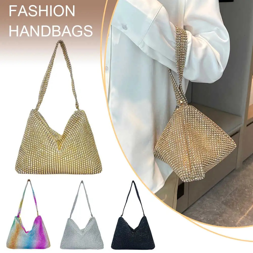 Glitter Evening Dinner Clutch Bag Elegant Women Lady Party Cocktail Wedding Rhinestone Decorated Large Capacity Underarm 251014