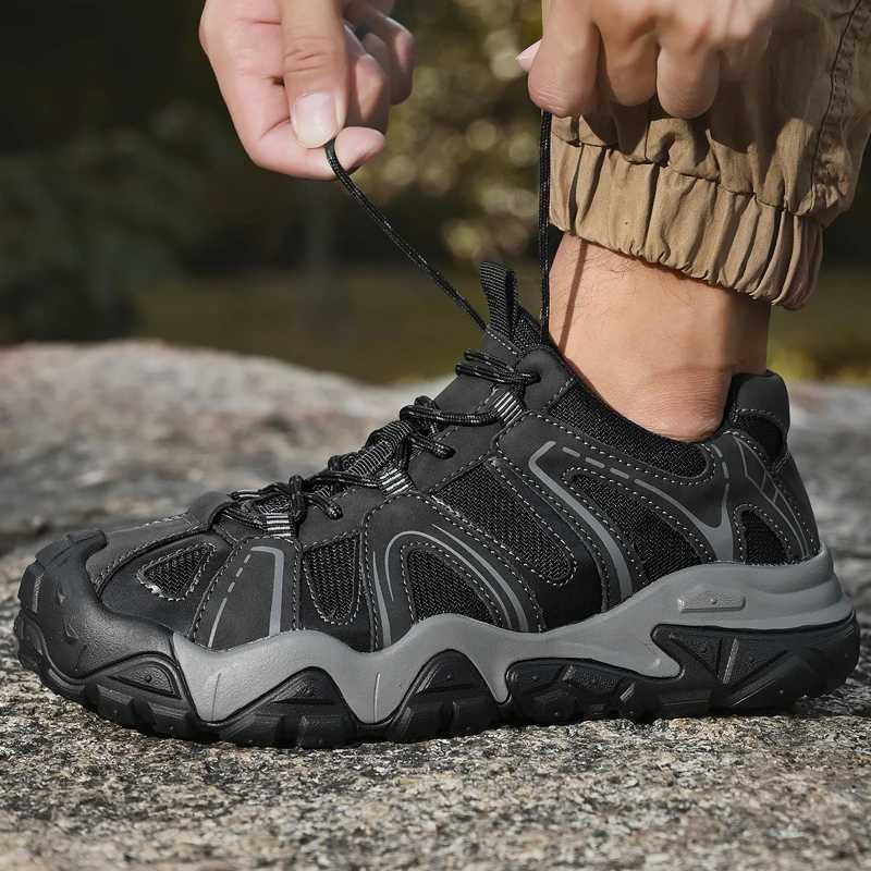 Outdoor Sports Soft Walking Footwear Hiking Shoes Outdoor Mens Sneakers NonSlip Casual Leather Shoes Comfortable Driving Shoes C251014