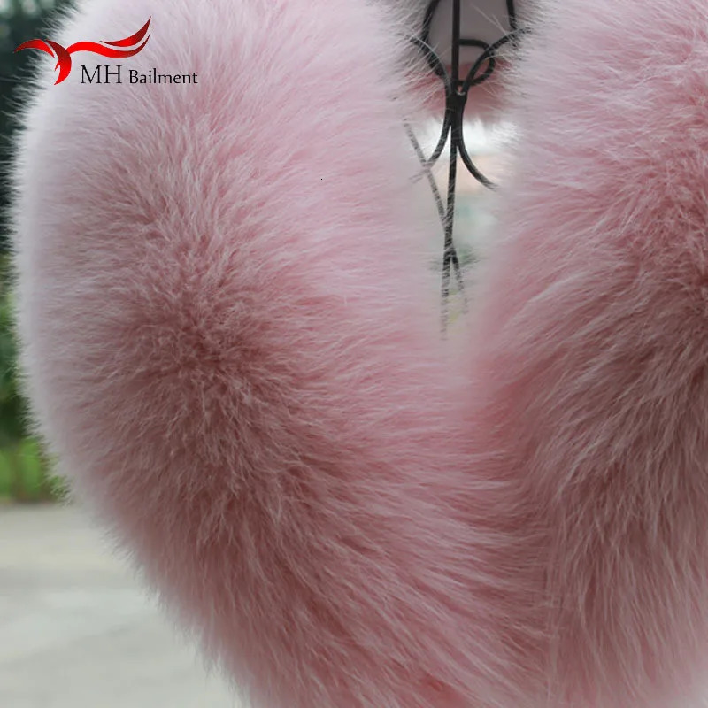 Winter Fox Fur Collar 100 Genuine Natural Pink Scarf Scarves Women Large Size Wraps Neck Warmer Furry Shawl Female 251008