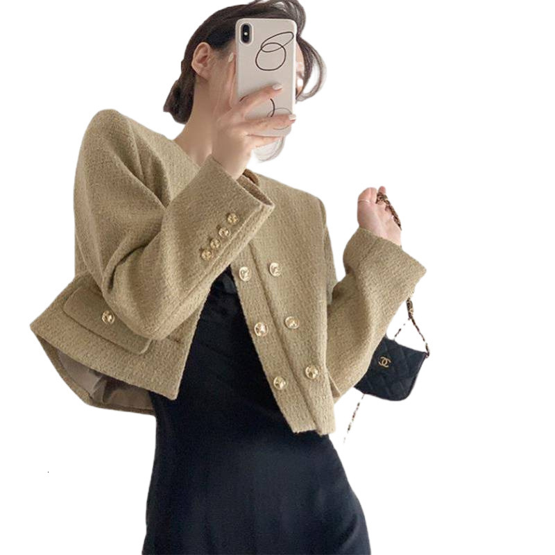 design 2025 Autumn/Winter New Top Double breasted Luxury Jacket Women's Designer Jacket High end Sweet and Versatile French Social Roundneck Shou