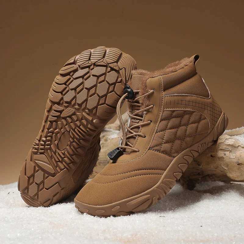 New Winter Boots for Men Snow BareFoot Women Outdoor Nonslip Warm Fur Casual Sneakers Plus Size Ankle Boots Hiking Shoes C251014