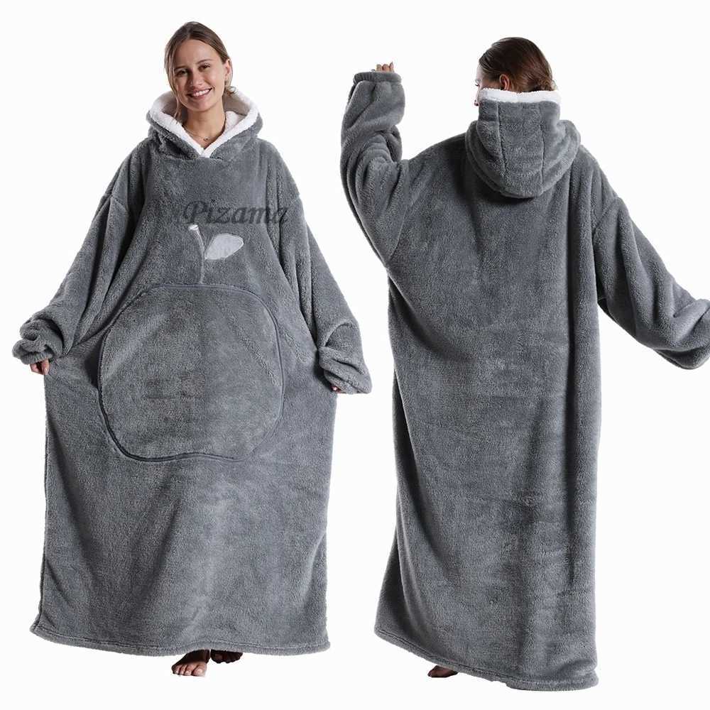 Men Women Oversized Winter Warm Hoodies Top Plus Size Clothes Extra Long Flannel Thick Pullovers Onesize Sweatshirts TV Blankets Y251013