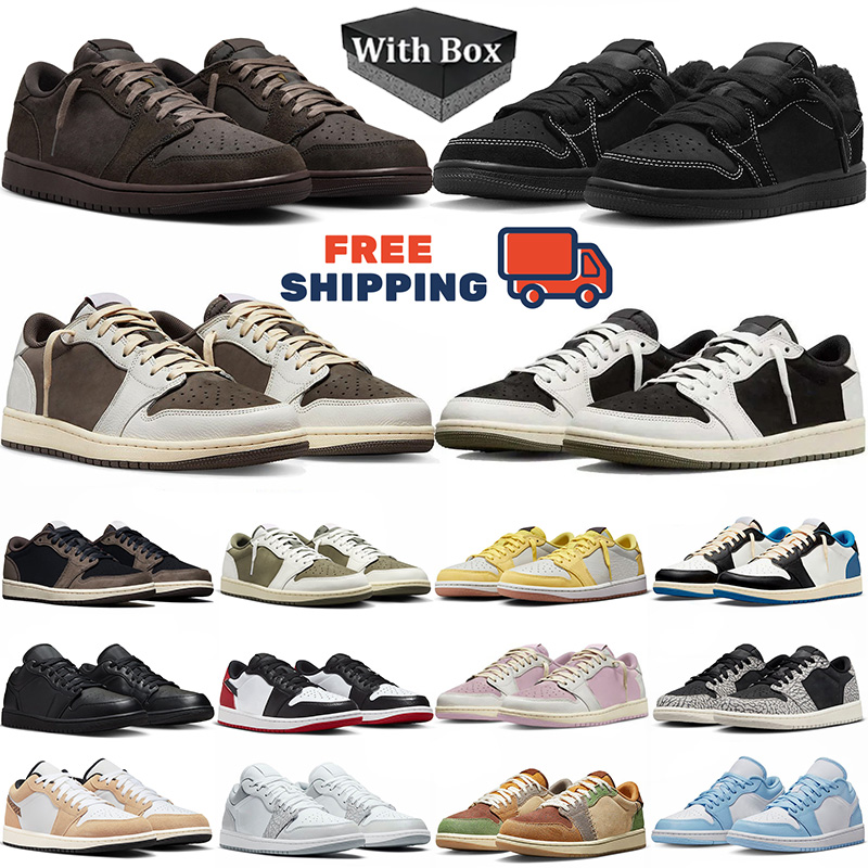 Free Shipping with box 1s low designer basketball shoes for men women Black Phantom unc Dark Mocha Smoke Grey outdoor sports trainer sneakers Outdoor Shoes