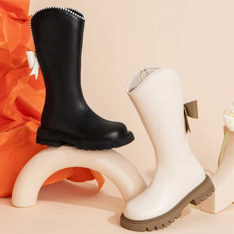 Children's tall boots, girls' boots, 2025 high boots, not reaching the knee, knight boots, lined with fleece for warmth, children's lon