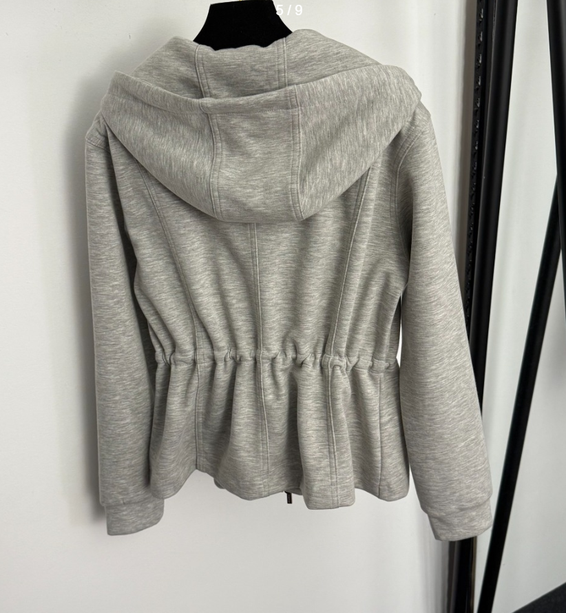 Women suit 2pcs designer chest pocket embroidered patch drawstring waistband long sleeved hooded zipper jacket elastic waist casual pants set C260312
