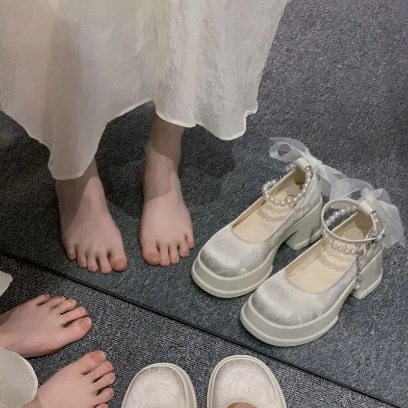 Woman Pumps Gothic Pink Kawaii Cute Japanese Style Lolita High Heels on Heeled Round Toe Mary Jane Shoes for Women Evening Offer 251010