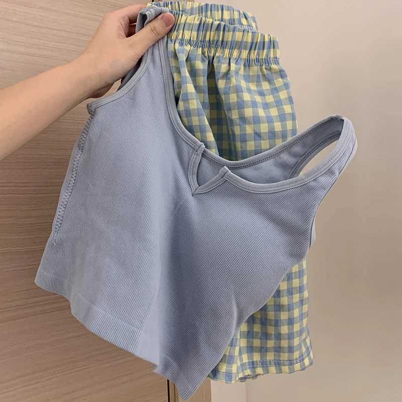 Floral Elastic Waist Pajama Vest With Padded Chest Pajama Pants Home Pants Summer Set For WomenT251014