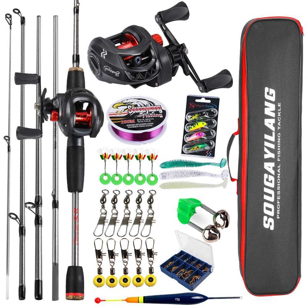 Sougayilang Baitcasting Fishing Rod and Reel Full Kit 5Section Rod and Aluminium Spool Reel for Freshwater Bass Fishing Set Y251014