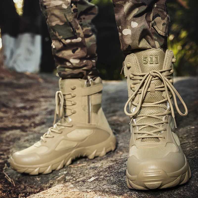 Outdoor Hiking Shoes Men Shockabsorbing Antislip Warm Hightop Boots Men Wearresistant Laceup Comfortable Combat Boots Men C251014