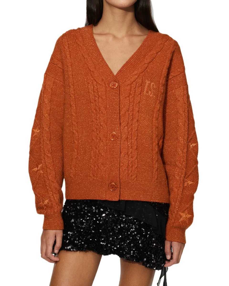 Fansmade The Life Of A Showgirl TS Merch Cardigan Sweater Valentines Gift Orange Long Sleeve Knitted 003 L251014
