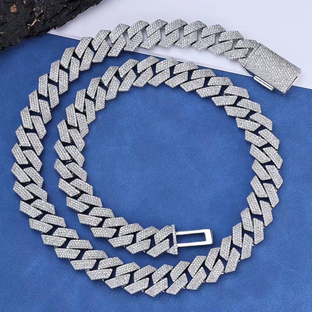 Fine Hip Hop Jewelry 10k Gold Moissanite 20mm Cuban Link VVS1 Moissanite Cuban Necklace Iced Out Diamond Cuban Chain