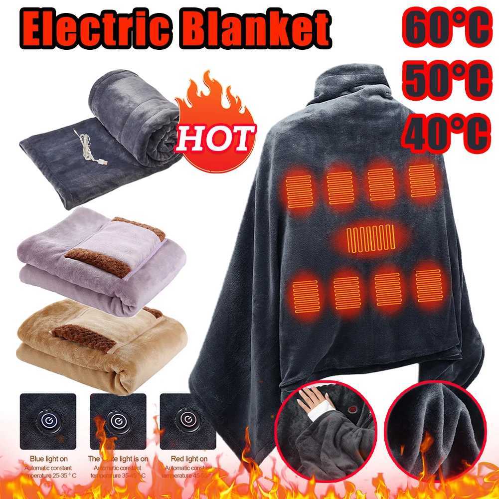 USB Heated Blanket 3 Heating Level Adjustable Heated Shawl Throw Blanket Coral Velvet Fast Heating Leg Blanket for Home Office Y251014