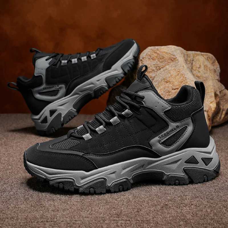 Mens Hiking Shoes for All Seasons Thicksoled Largesized Hightop Comfortable Wearresistant Antislip Sports Casual Shoes C251014