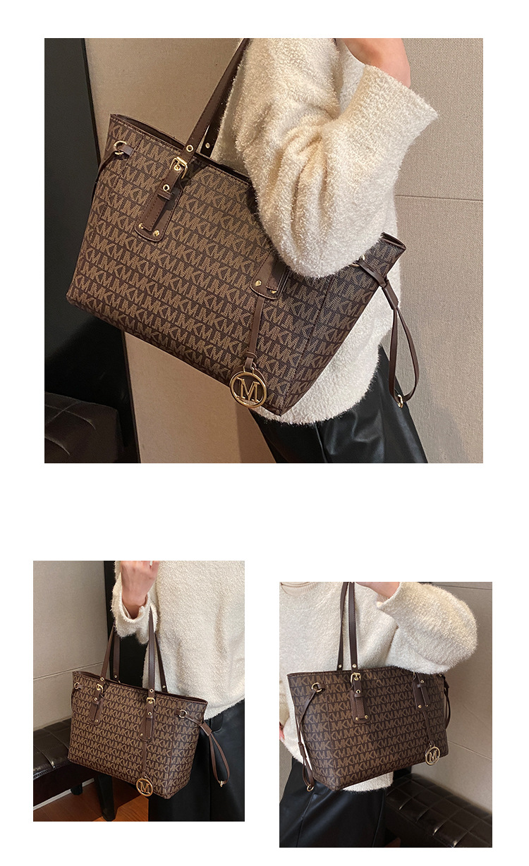 Luxury Designer Bag for Women 2025 New Retro Printed Letter Large Capacity Bag One Shoulder Handheld Tote Bag