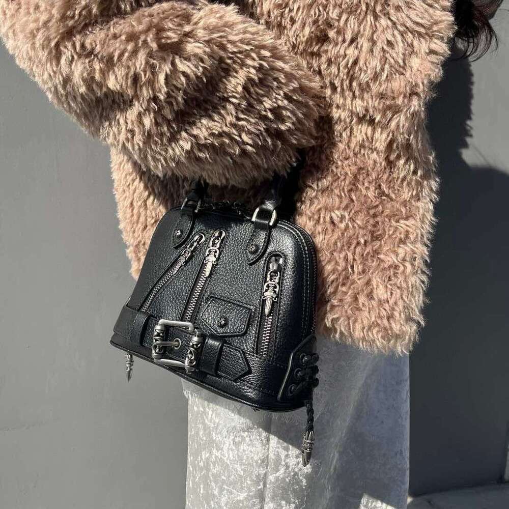 Luxury bag New Motorcycle Shell Large Sword Dark Style Small Trendy Cool Girl Bag First Layer Cowhide Handbag