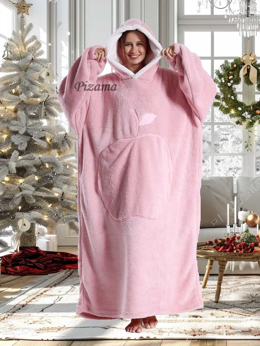 Candy Color Womens Oversized Hoodies Plus Size Womens Hoodie Womens Plus Size Clothing Winter Warm Wearable Tv Blankets Sherpa Y251013