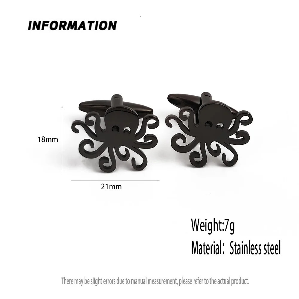Cufflinks for Mens Stainless Steel Octopus Cuff Links Men Jewelry Accessories Personalized Ocean Animal Pattern Buttons Gift 251013 L251024