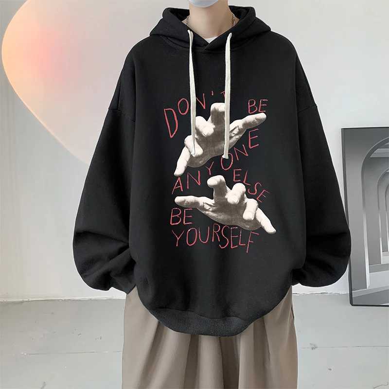 Funny Mens Oversized Hoodie Black 8XL Hoodies with Hat Oversize for Men Palm Print Man Casual Wear Hoody Male Sweatshirt J251014